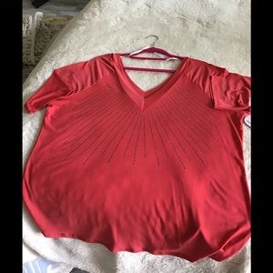 Banabee plus size 3X shirt pink coral with beads 🌺